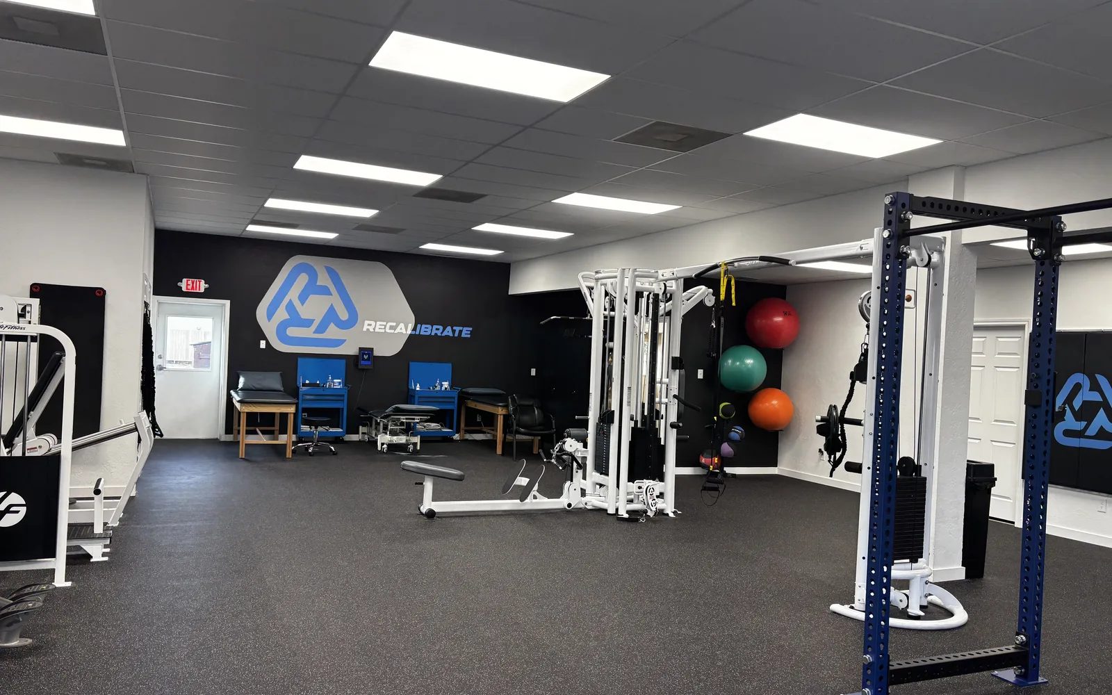 The rehab gym at Recalibrate Performance and Rehab in College Station, TX